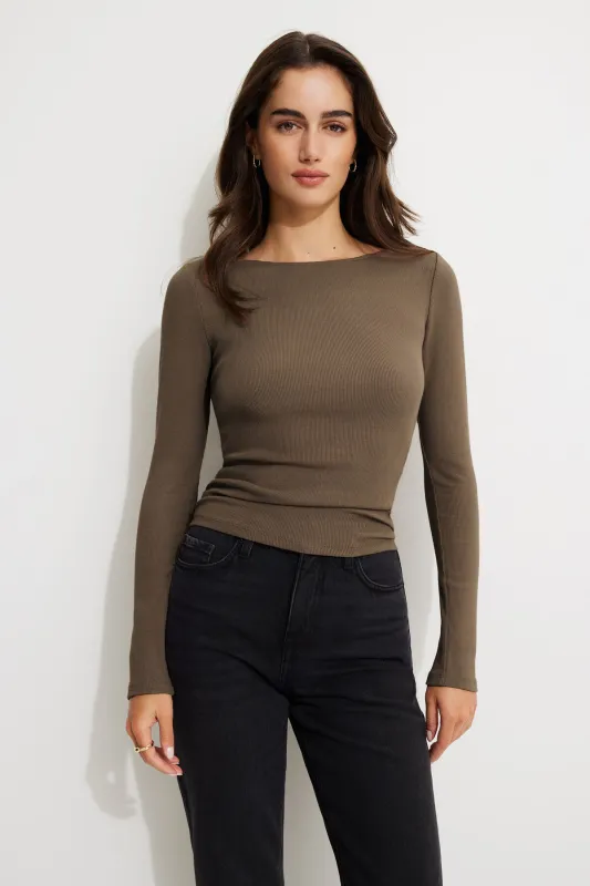Stella Ribbed Long Sleeve T Shirt sold by Dynamite