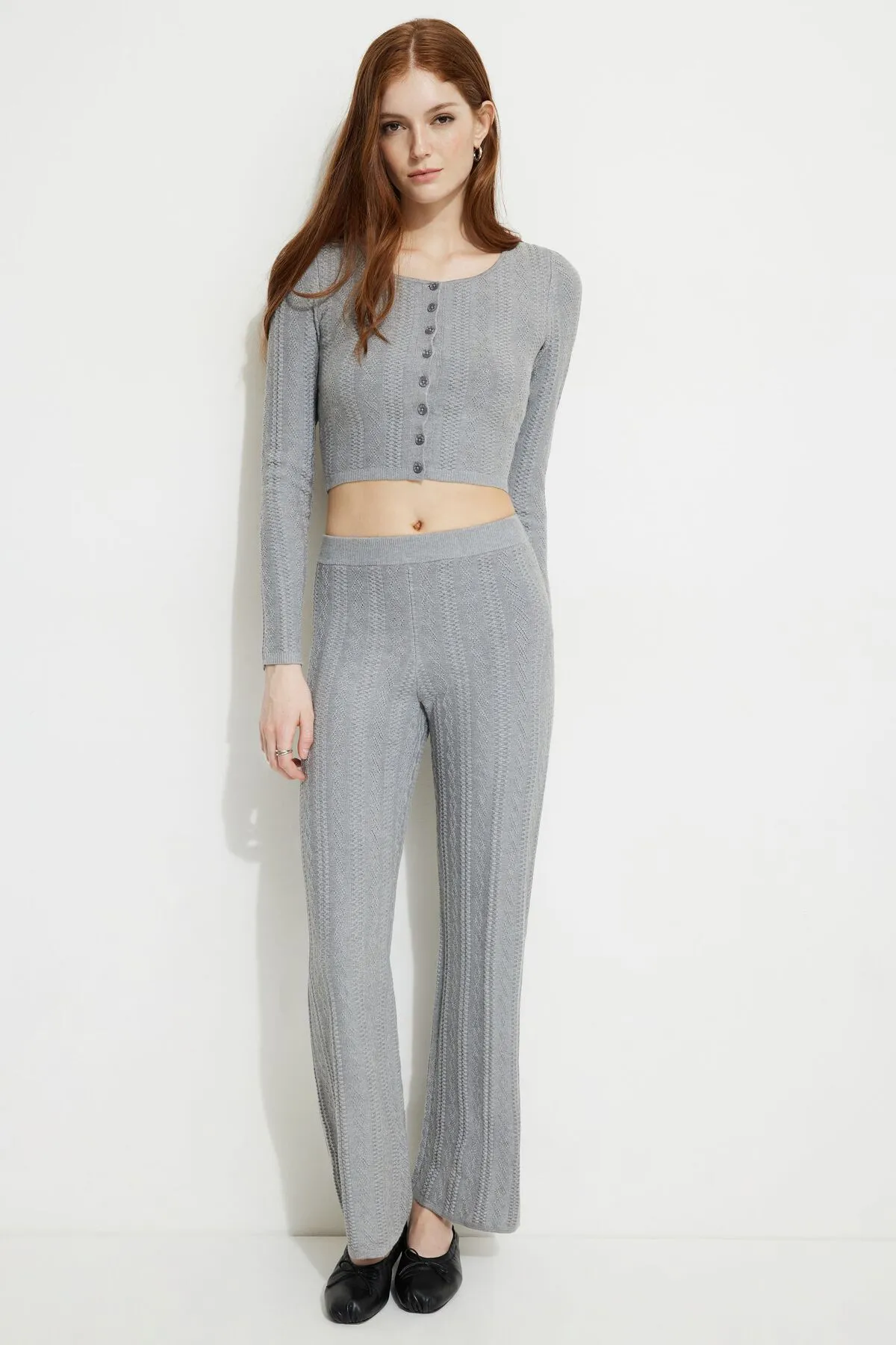 Cable Knit Flared Pants sold by Dynamite