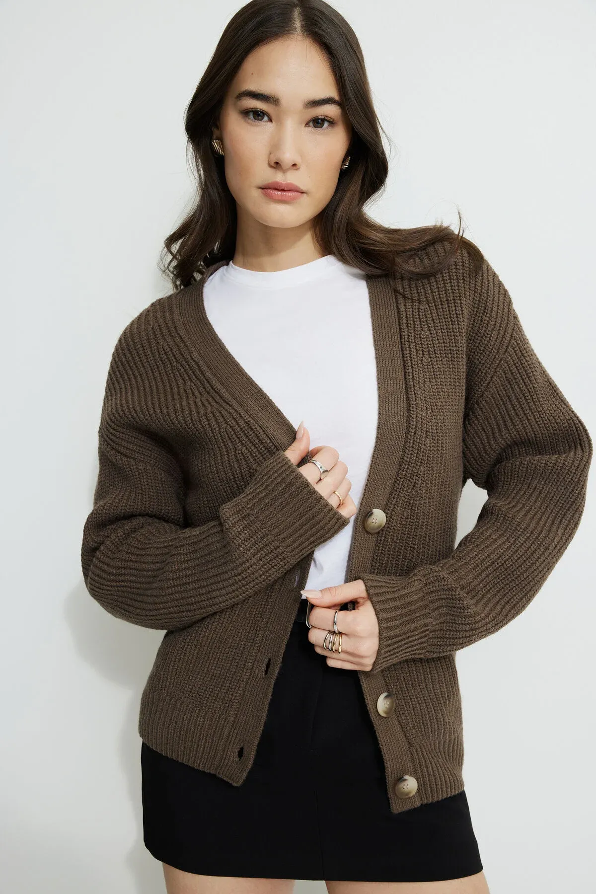 Boxy V Neck Cardigan sold by Dynamite