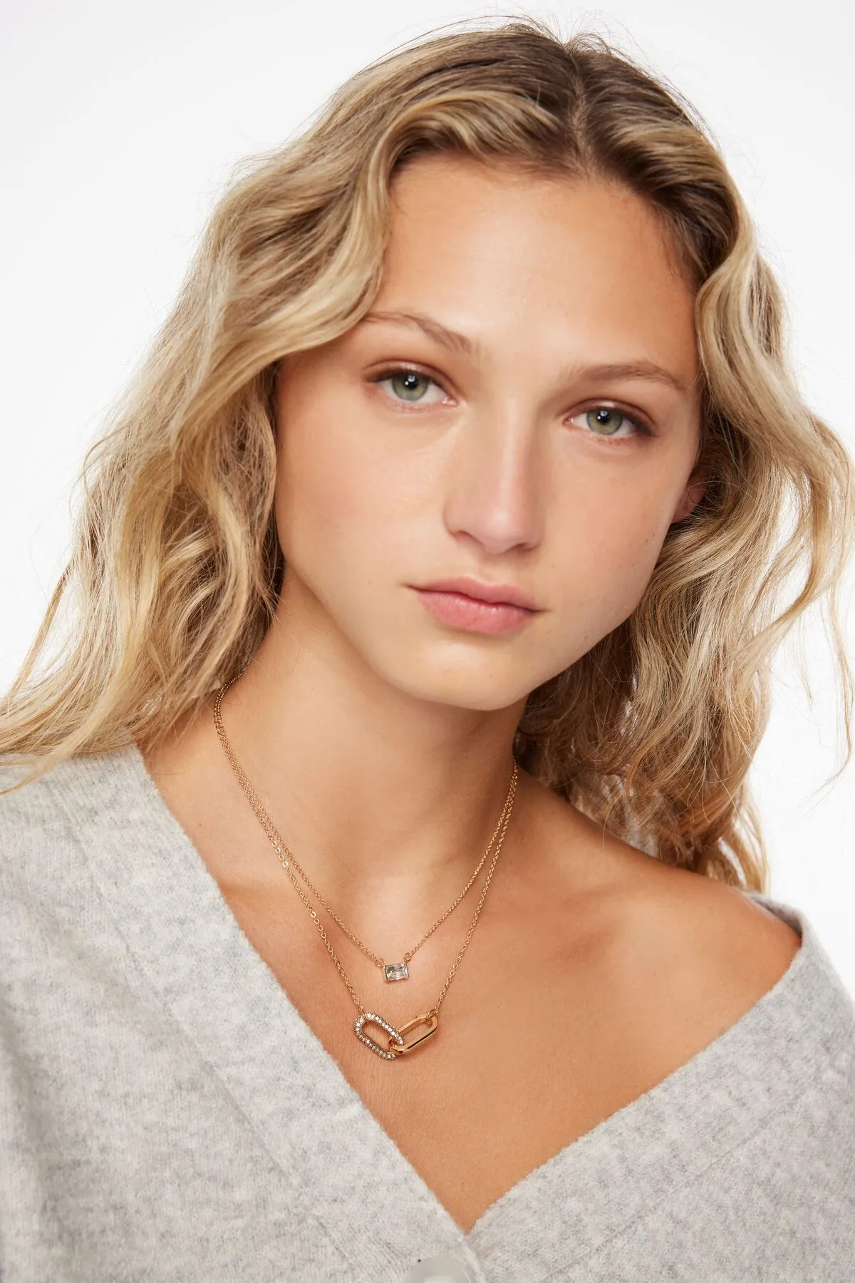 Layered Gem & Links Necklace sold by Dynamite