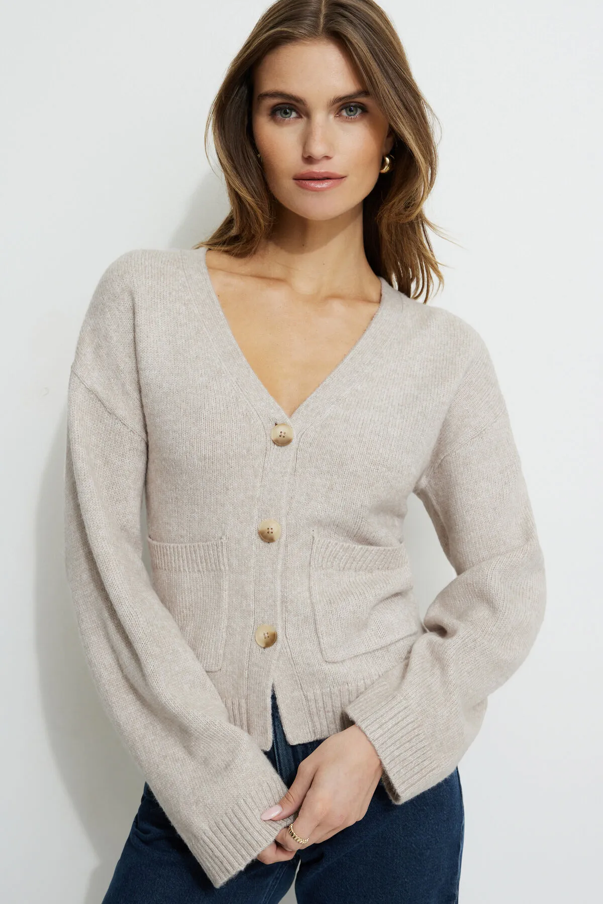 V Neck Button Cardigan sold by Dynamite