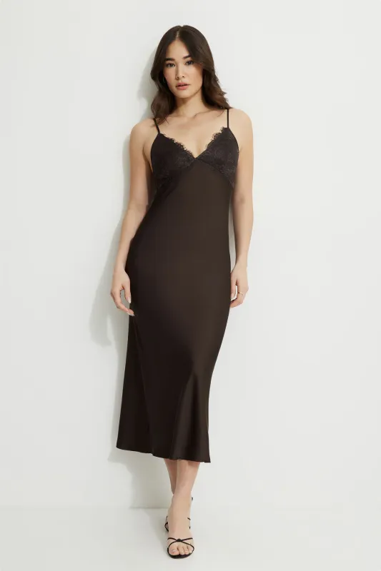 Sage Empire Bust Maxi Slip Dress sold by Dynamite