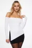Off Shoulder Tunic Slit Top sold by Dynamite