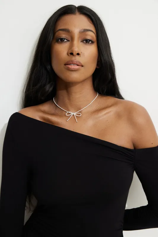 Bow Pearl Bead Necklace sold by Dynamite