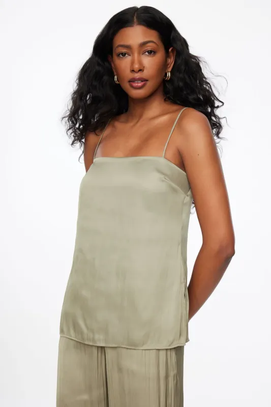Crinkled Satin Cami sold by Dynamite