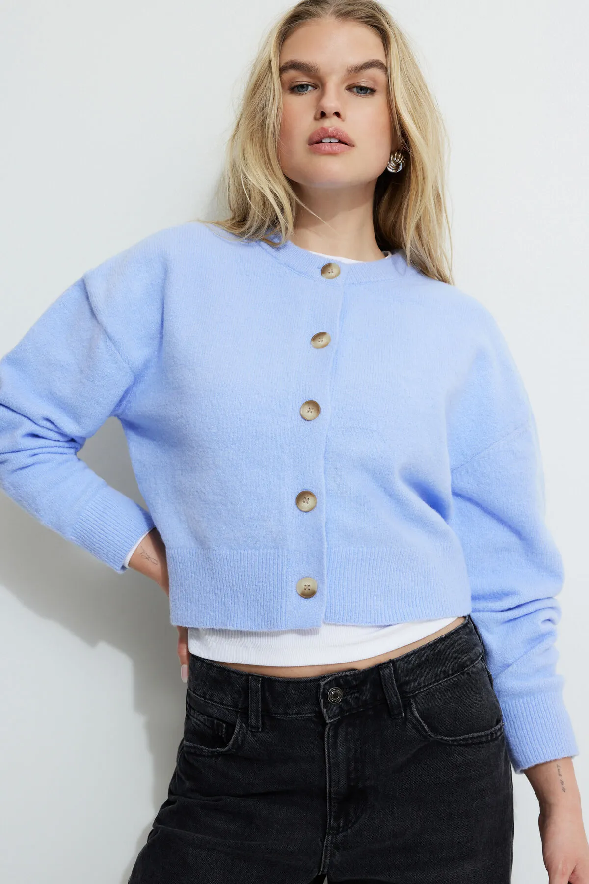Heavenlyarn™ Catherine Crewneck Cardigan sold by Dynamite