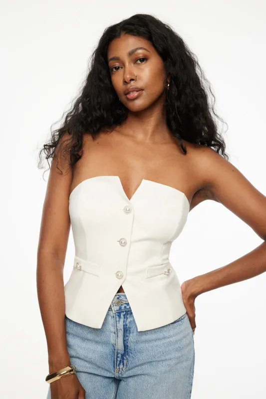 Buttoned Corset Tube Top sold by Dynamite