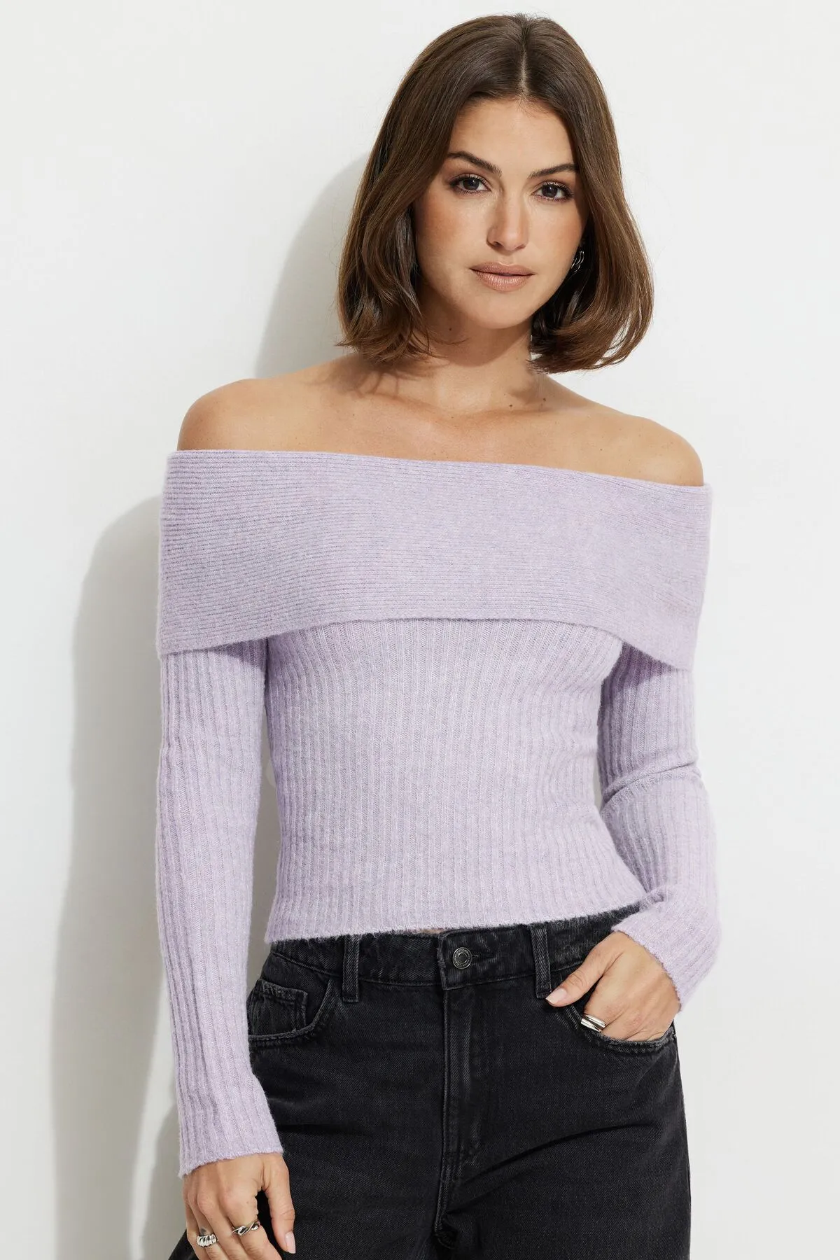 Heavenlyarn™ Laura Off Shoulder Sweater sold by Dynamite