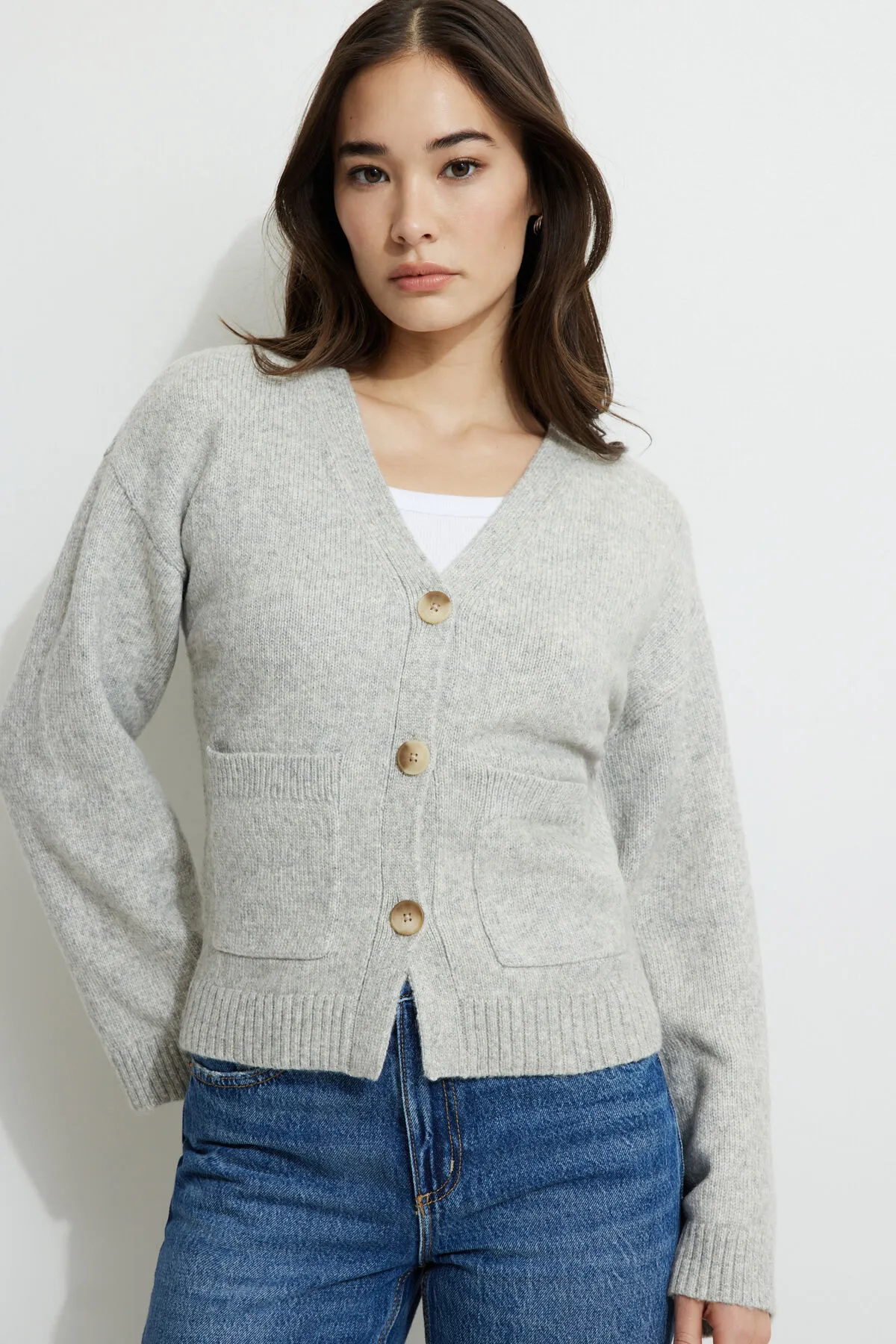 V Neck Button Cardigan sold by Dynamite