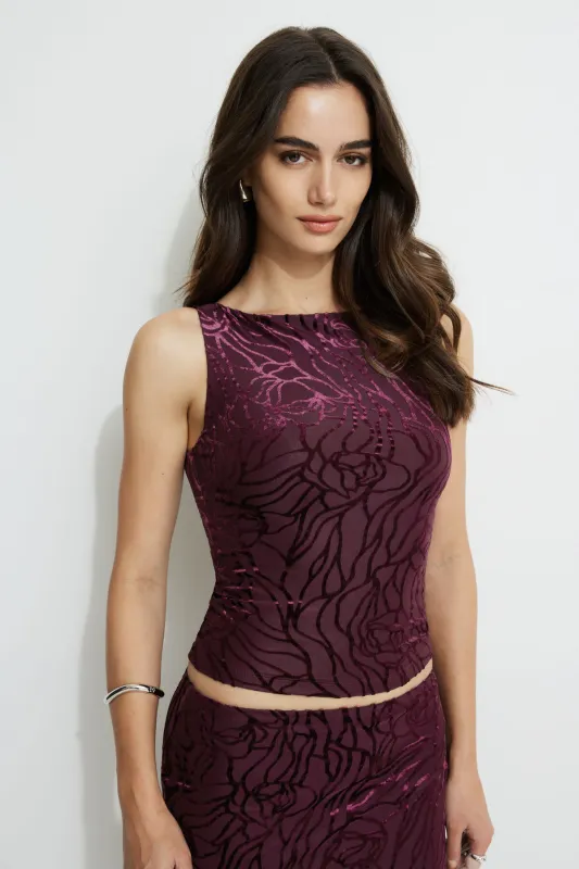 Nola Boat Neck Burnout Tank Top sold by Dynamite