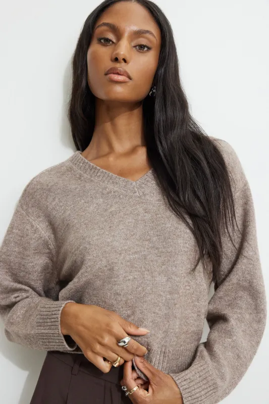 Heavenlyarn™ V Neck Sweater sold by Dynamite