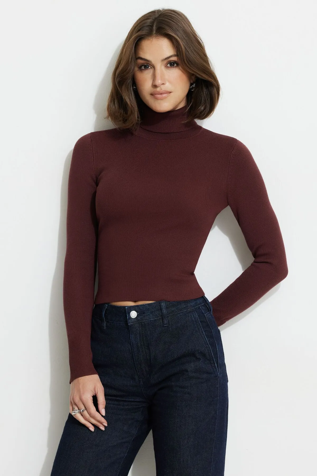 Button Cuff Turtleneck Sweater sold by Dynamite