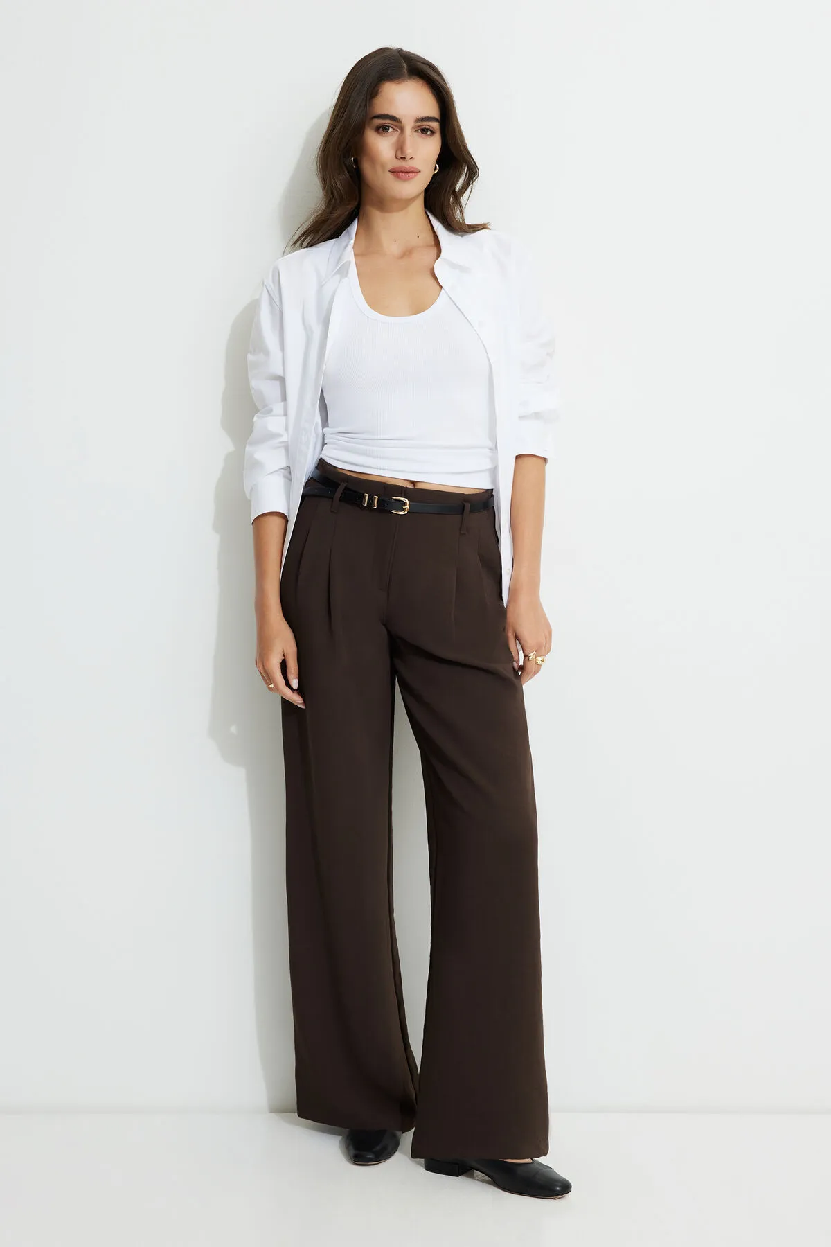Jourdan Mid Rise Wide Leg Pants sold by Dynamite