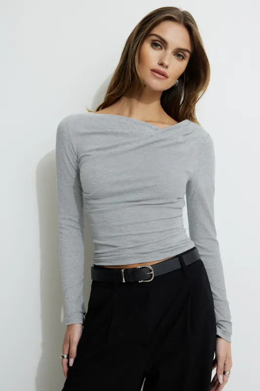 Draped Long Sleeve T Shirt sold by Dynamite