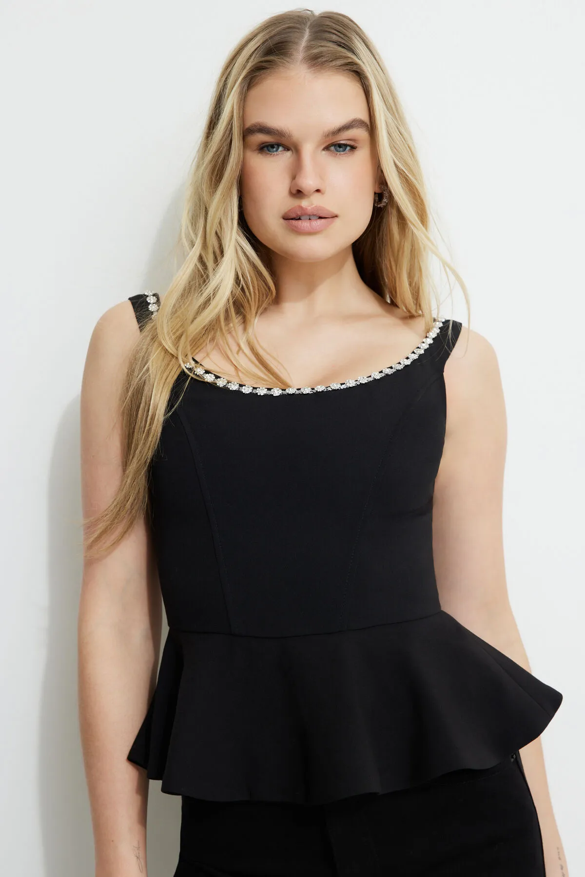 Gemstone Peplum Corset Top sold by Dynamite