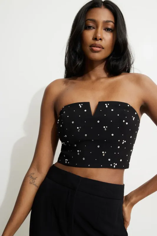 Cropped Rhinestone Bustier Top sold by Dynamite