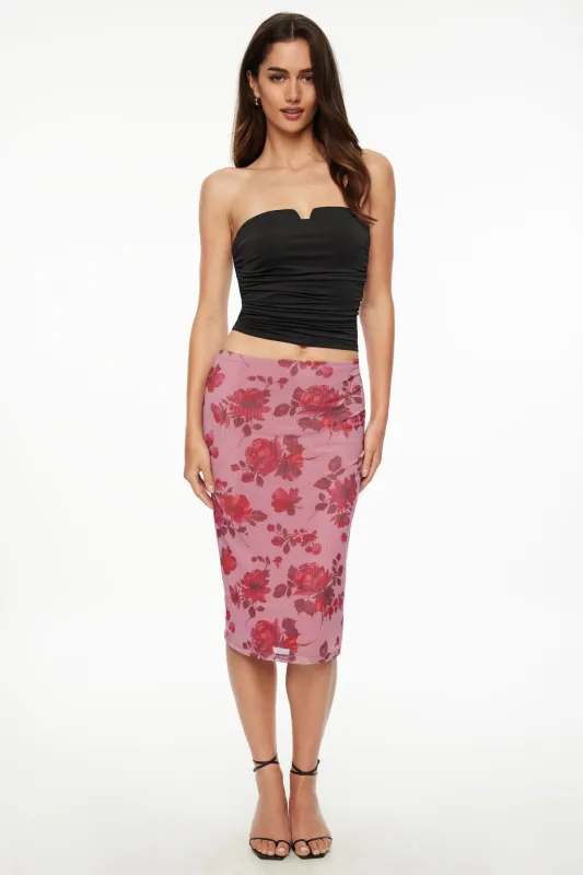 Alana Mesh Midi Skirt sold by Dynamite