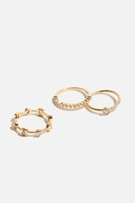 3-Pack Staggered Gem Rings sold by Dynamite