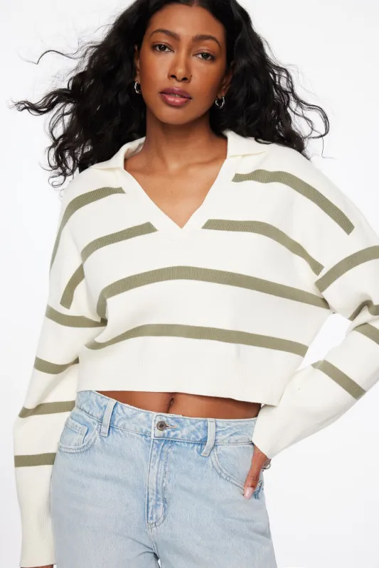 Cropped Polo Sweater sold by Dynamite