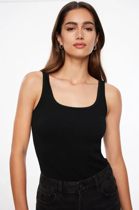 Tayla Ribbed Scoop Tank Top sold by Dynamite
