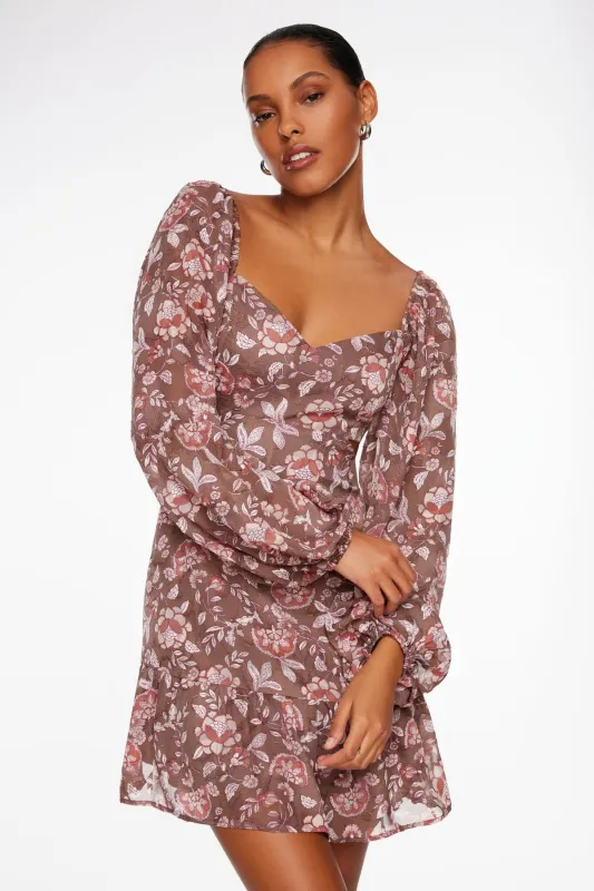 Long Sleeve Flare Mini Dress sold by Dynamite