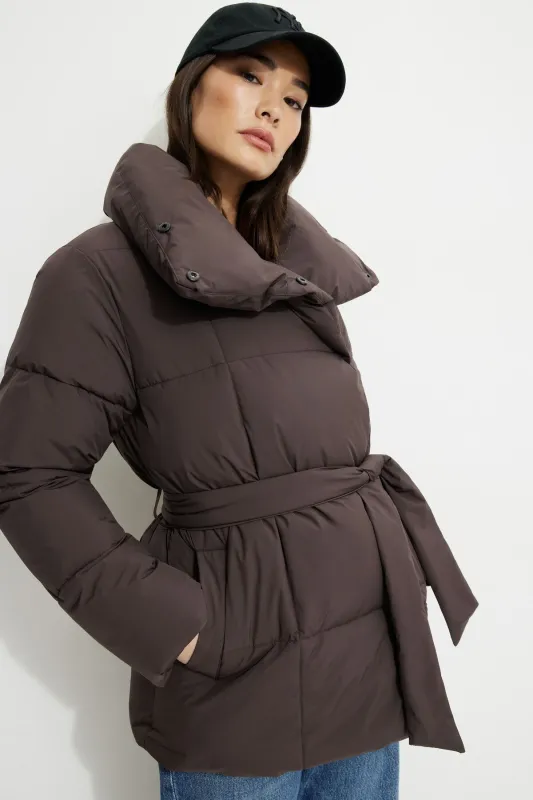 Belted Midi Puffer Jacket sold by Dynamite