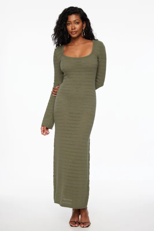 Pointelle Long Sleeve Maxi Dress sold by Dynamite