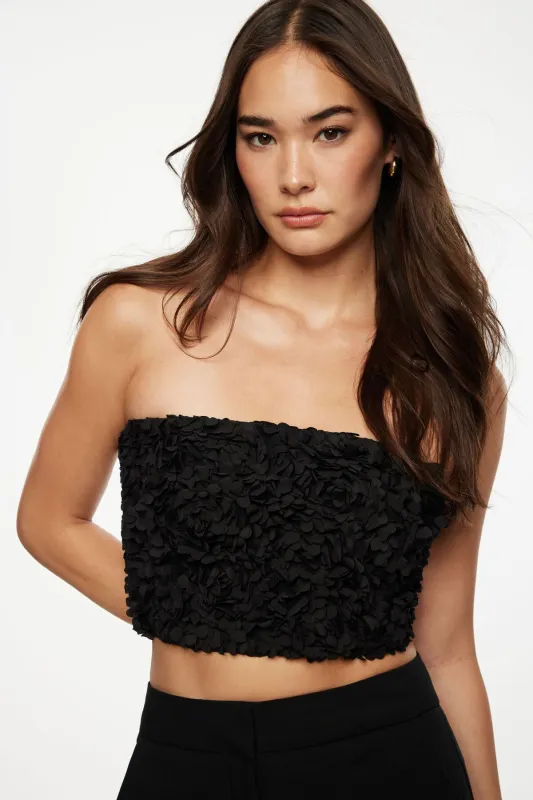 Floral Appliqué Tube Top sold by Dynamite