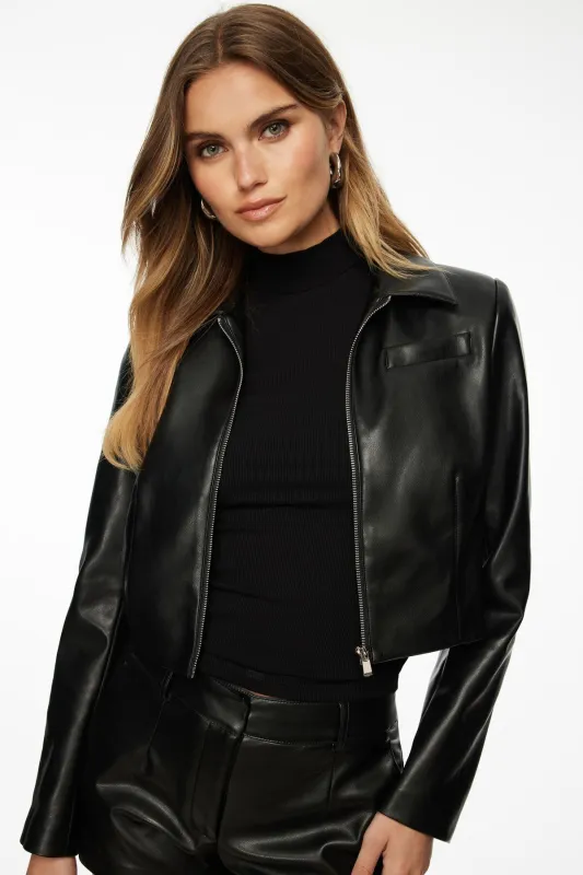 Cropped Faux Leather Jacket sold by Dynamite