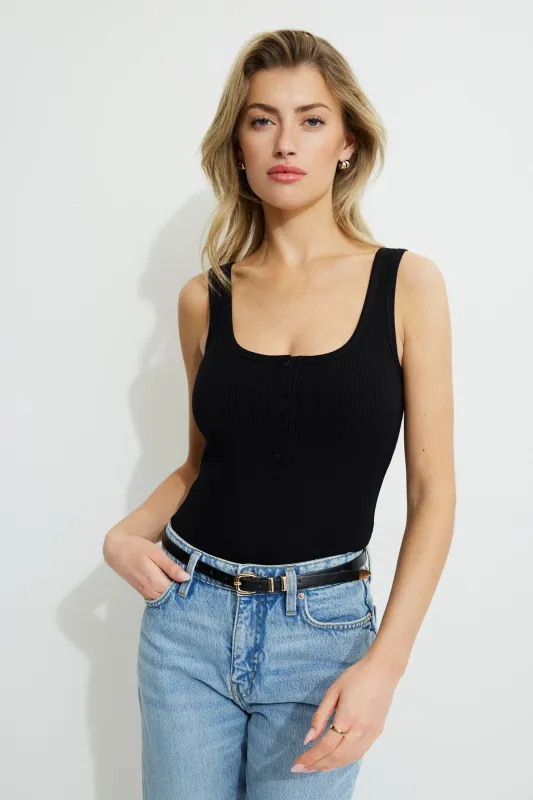 Ribbed Henley Bodysuit sold by Dynamite