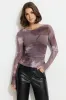 Stella Long Sleeve Mesh Top sold by Dynamite