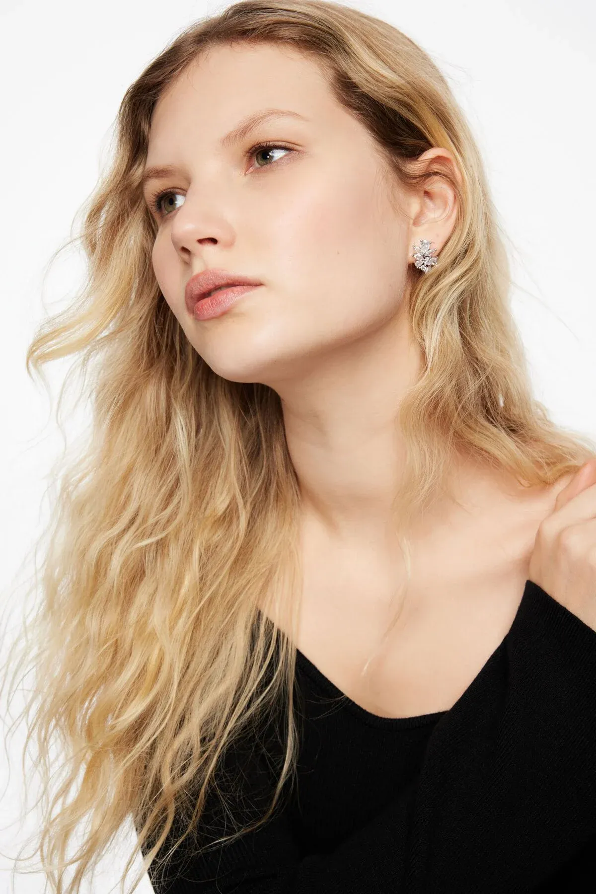 Gem Cluster Button Earrings sold by Dynamite
