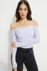 Ruched Off Shoulder Jersey Bodysuit sold by Dynamite