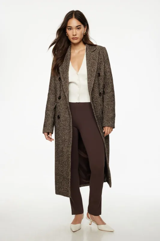 Double Breasted Herringbone Coat sold by Dynamite