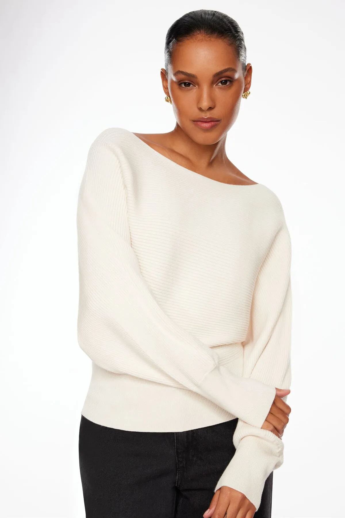 Long Sleeve Boat Neck Sweater sold by Dynamite