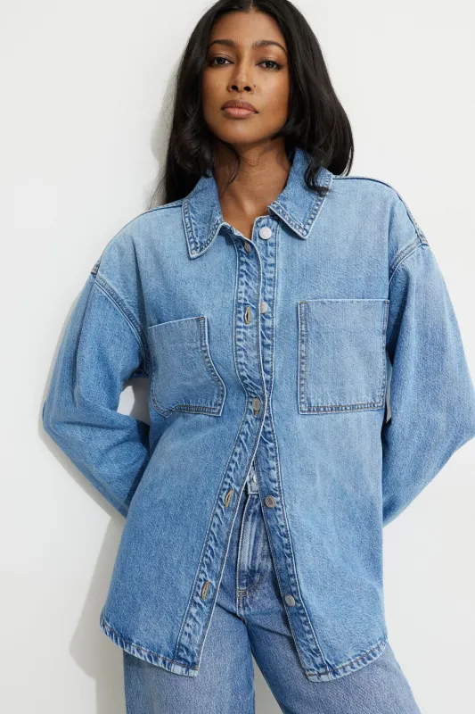 Buttoned Denim Shirt sold by Dynamite