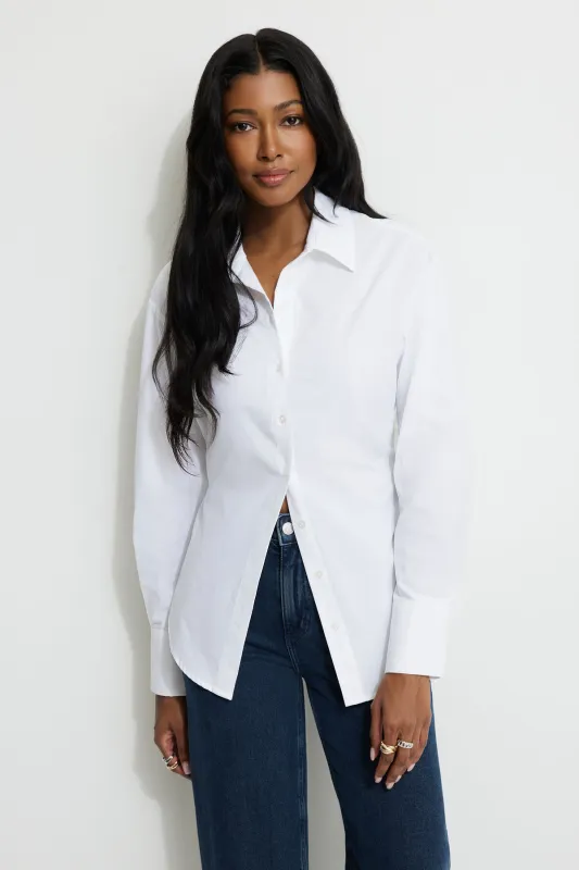 Cinched Waist Poplin Shirt sold by Dynamite