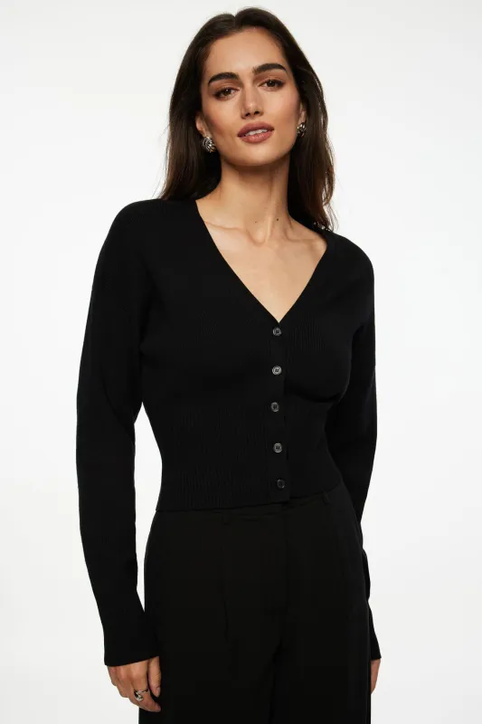 Ribbed V Neck Cardigan sold by Dynamite