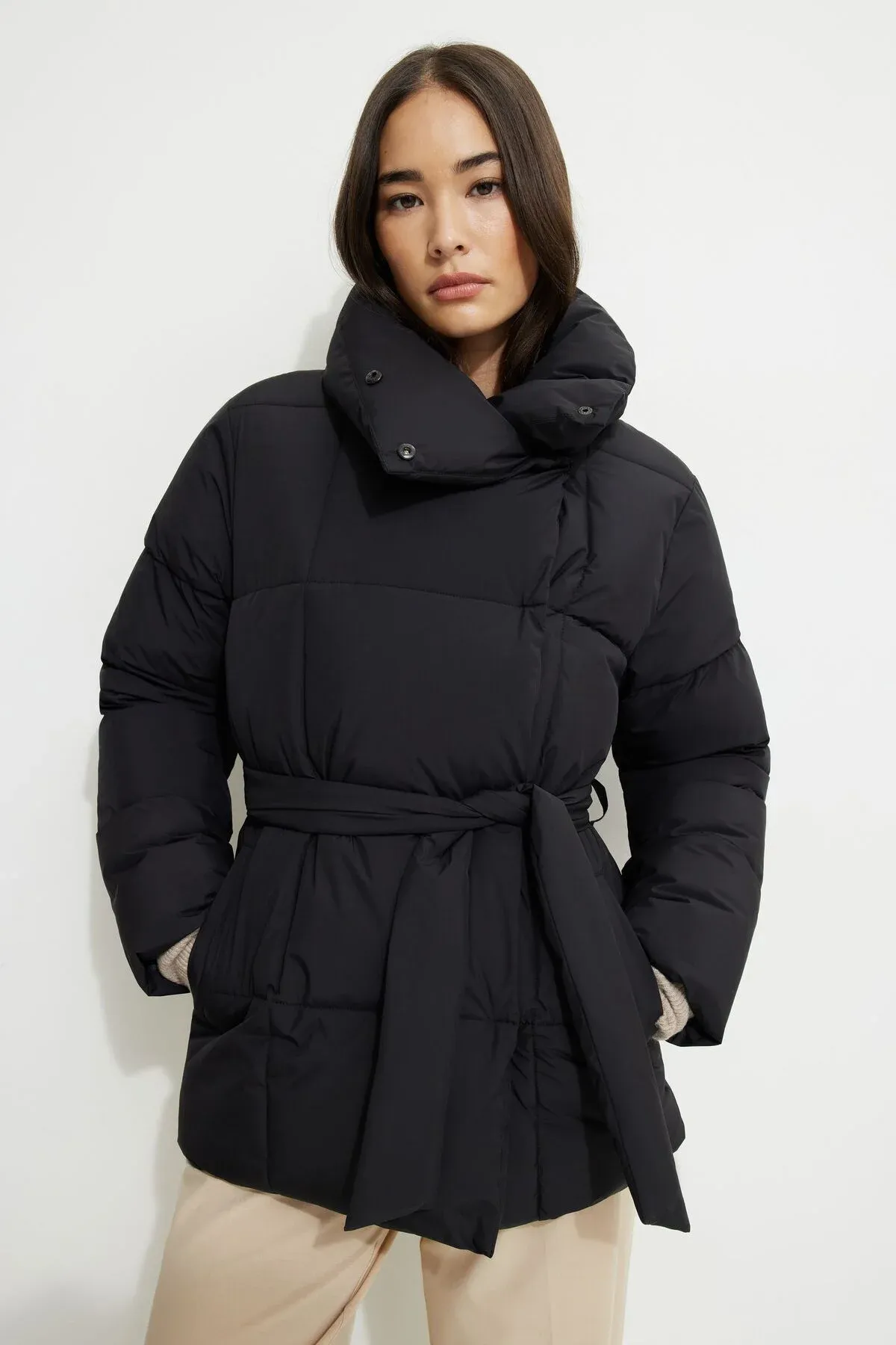 Belted Midi Puffer Jacket sold by Dynamite