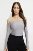 Ruched Off Shoulder Jersey Bodysuit sold by Dynamite
