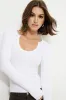 Ribbed U Neck Long Sleeve T Shirt sold by Dynamite