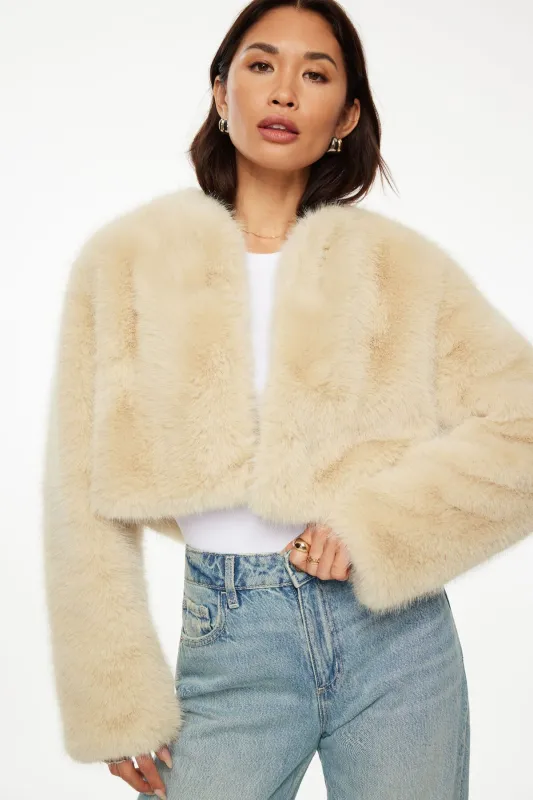 Faux Fur Cropped Jacket sold by Dynamite