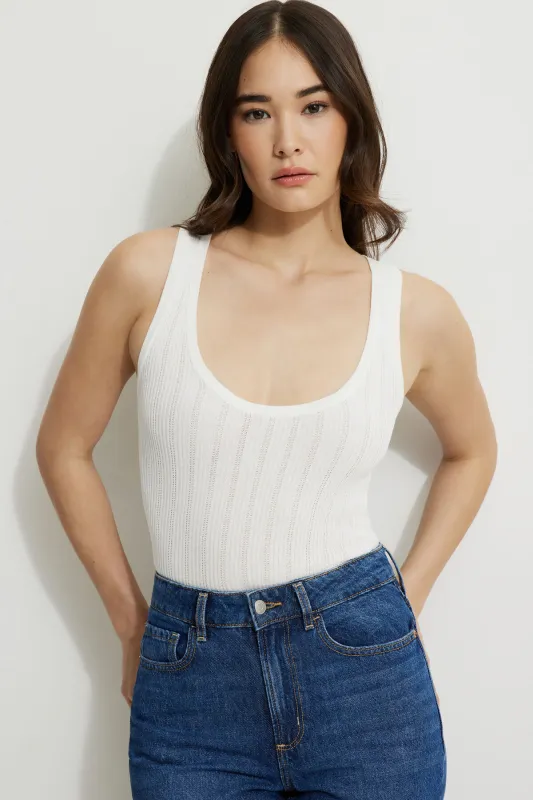 Pointelle Scoop Neck Tank Top sold by Dynamite