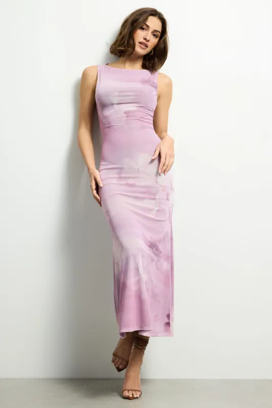 Boat Neck Mesh Maxi Dress sold by Dynamite