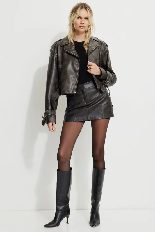 Faux Leather Mini Skort sold by Dynamite