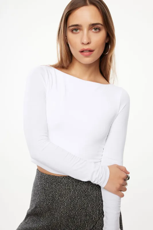 Havyn Boatneck Jersey Crop Top sold by Dynamite