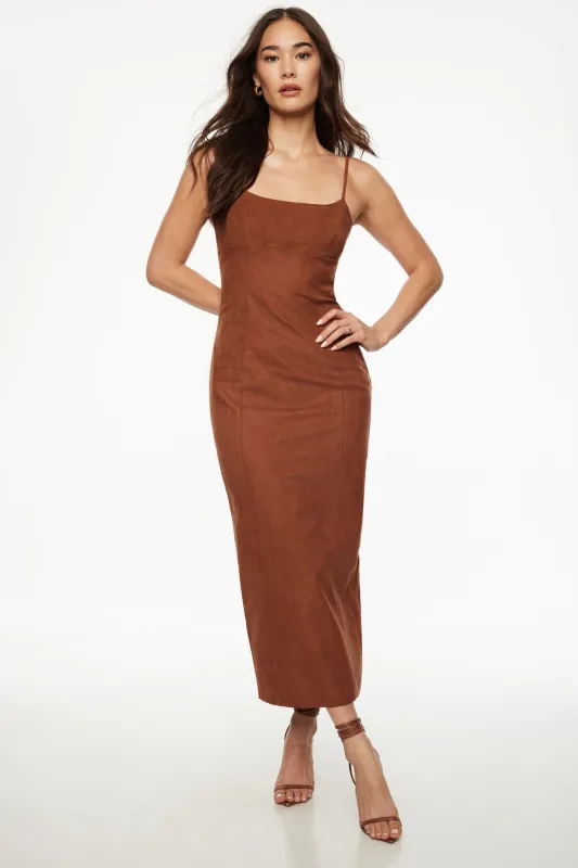 Amira Faux Suede Maxi Dress sold by Dynamite