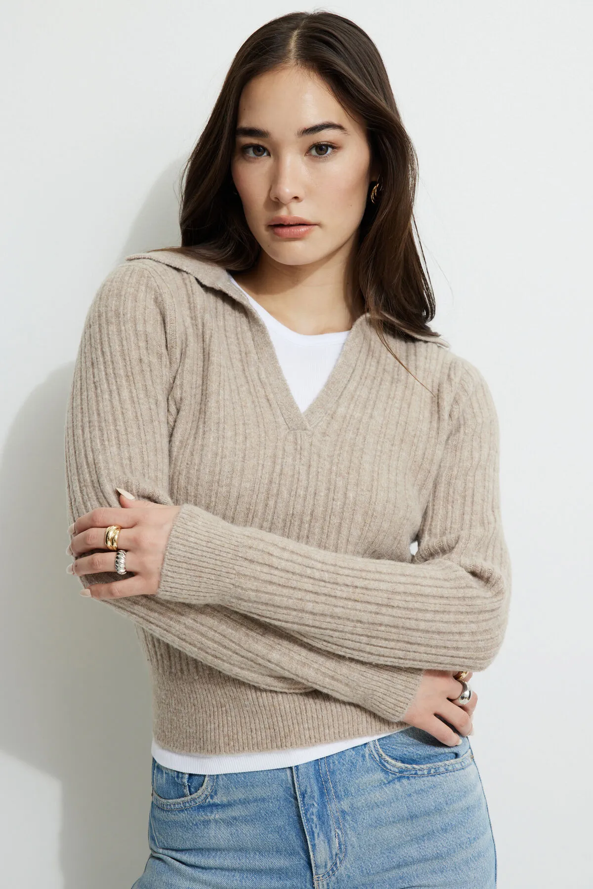 Heavenlyarn™ Polo Sweater sold by Dynamite