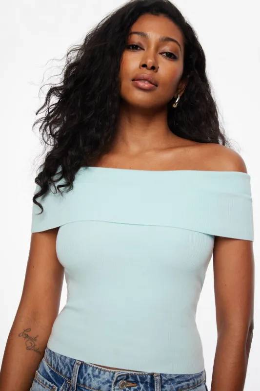 Fold Over Off Shoulder Top sold by Dynamite