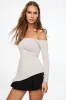 Off Shoulder Tunic Slit Top sold by Dynamite
